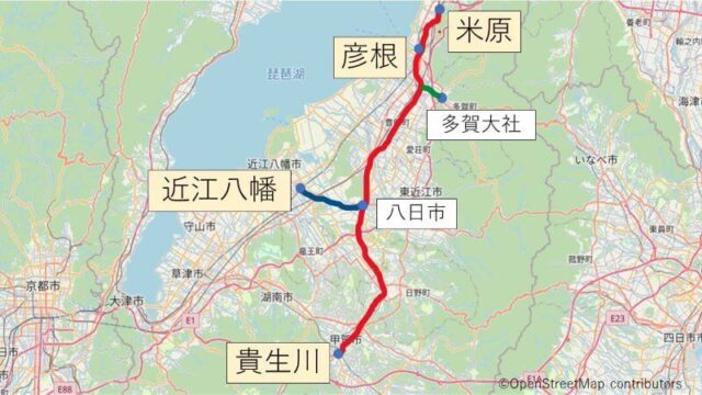 近江鉄道の路線図